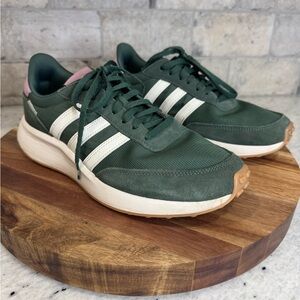 Adidas Forest Green and White Running Shoes